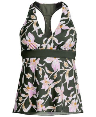 Plus Size V-Neck Racerback Flutter Tankini Top