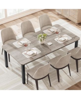 Industrial Long Dining Table for 6–8 People, 78.7 Inch Wooden Kitchen Table with Sturdy Metal Frame