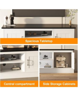 Farmhouse TV Stand for 65 Inch TVs, Entertainment Center with Storage Cabinets, Modern Media Console Table