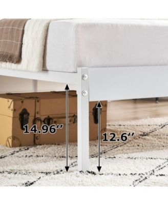 Queen Size Metal Bed Frame, Platform Bed with Wave Headboard and 2 Storage Drawers, Metal Mattress Foundation, No Box Spring Needed