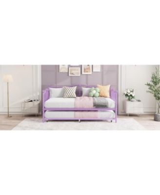 Daybed with Trundle, Metal Sofa Bed Frame with Steel Slat Support, Space-Saving Furniture for Living Room, Bedroom.