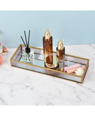 Handcrafted Glass Tray, Decorative Storage Tray for Makeup, Jewelry, Desk, or Bathroom Stylish, Durable Glass Tray for Home and Office
