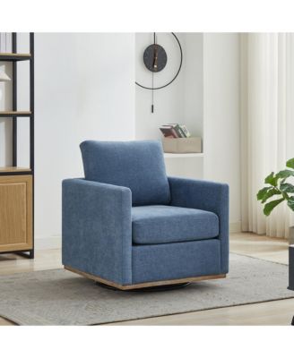 Square Swivel Accent Chair, Chenille Upholstered Leisure Chair, 360° Rotation Comfy Armchair