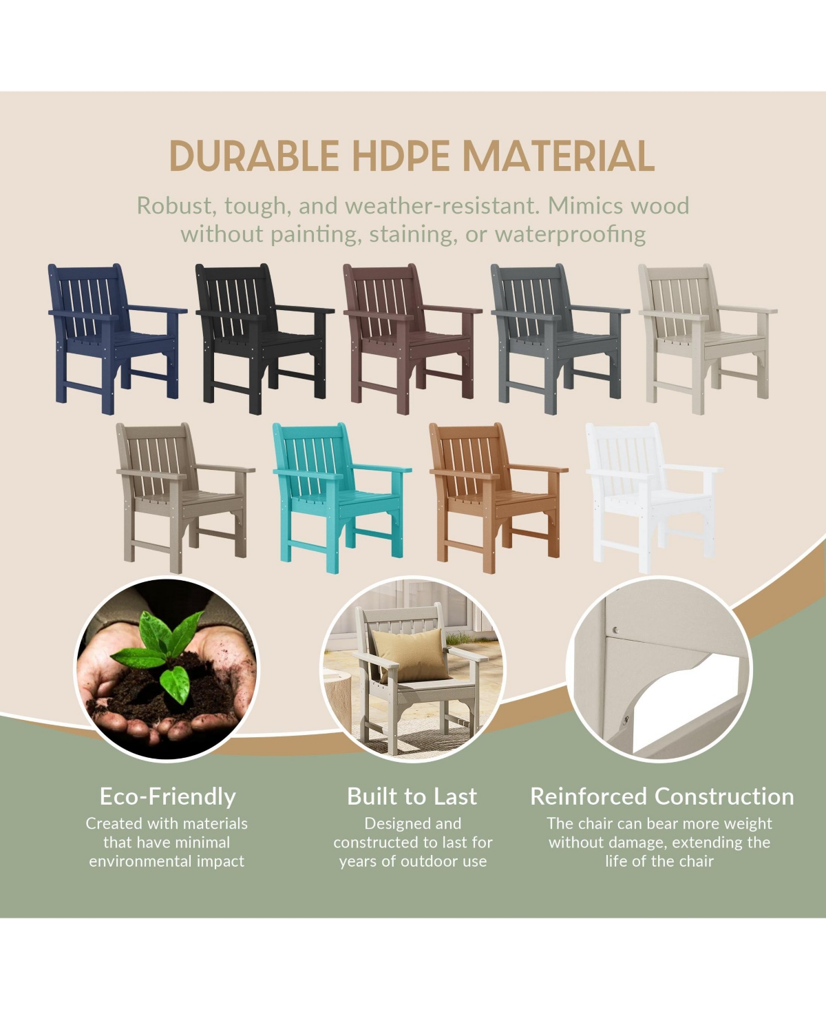 WestinTrends Outdoor Patio Hdpe Adirondack Dining Arm Chair