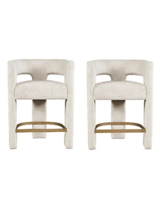 Mid-Century Modern Faux Leather Upholstered Counter Height Barstool (Set of 2)