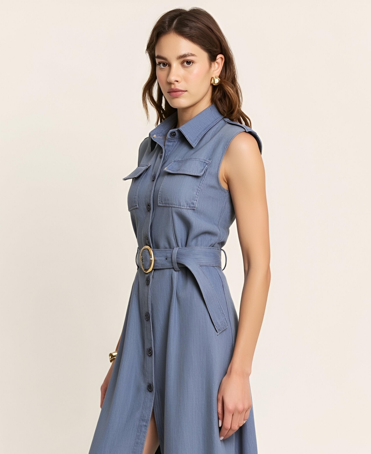 Modenaire Women's Belted A-Line Midi Dress