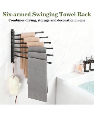 Stainless Steel 6-Arm Swing Towel Rack, Space-Saving, Rotatable, for Bathrooms