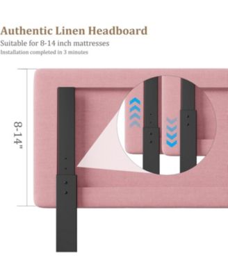 Twin Platform Bed Frame with Upholstered Fabric Headboard, Wooden Slat Support, No Box Spring Needed, Easy Assembly for Bedroom