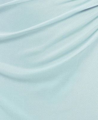 Betsy & Adam Petite Lace Trim Ruched Sleeveless Gown