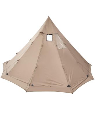 Hot Tent for 4-6 Persons, Waterproof Canvas Tipi Tent with Stove Jack, Lightweight 4-Season Shelter, L Size