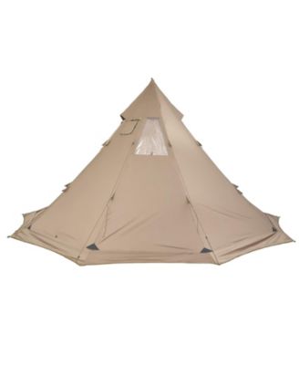 Hot Tent for 4-6 Persons, Waterproof Canvas Tipi Tent with Stove Jack, Lightweight 4-Season Shelter, L Size