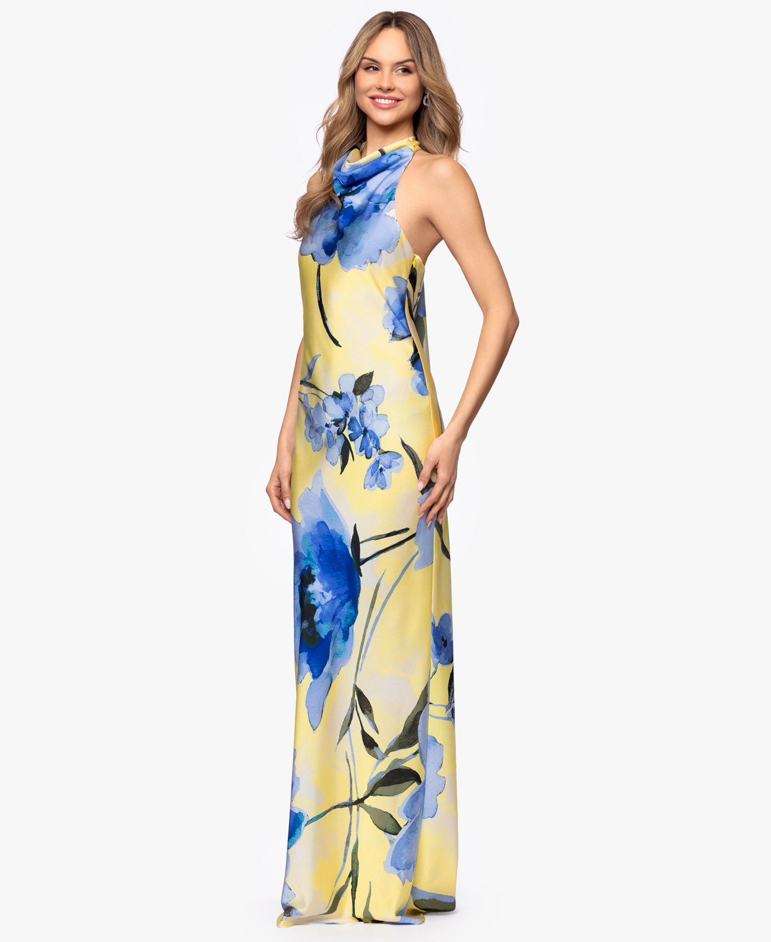 Women's Cowl Neck Printed Gown