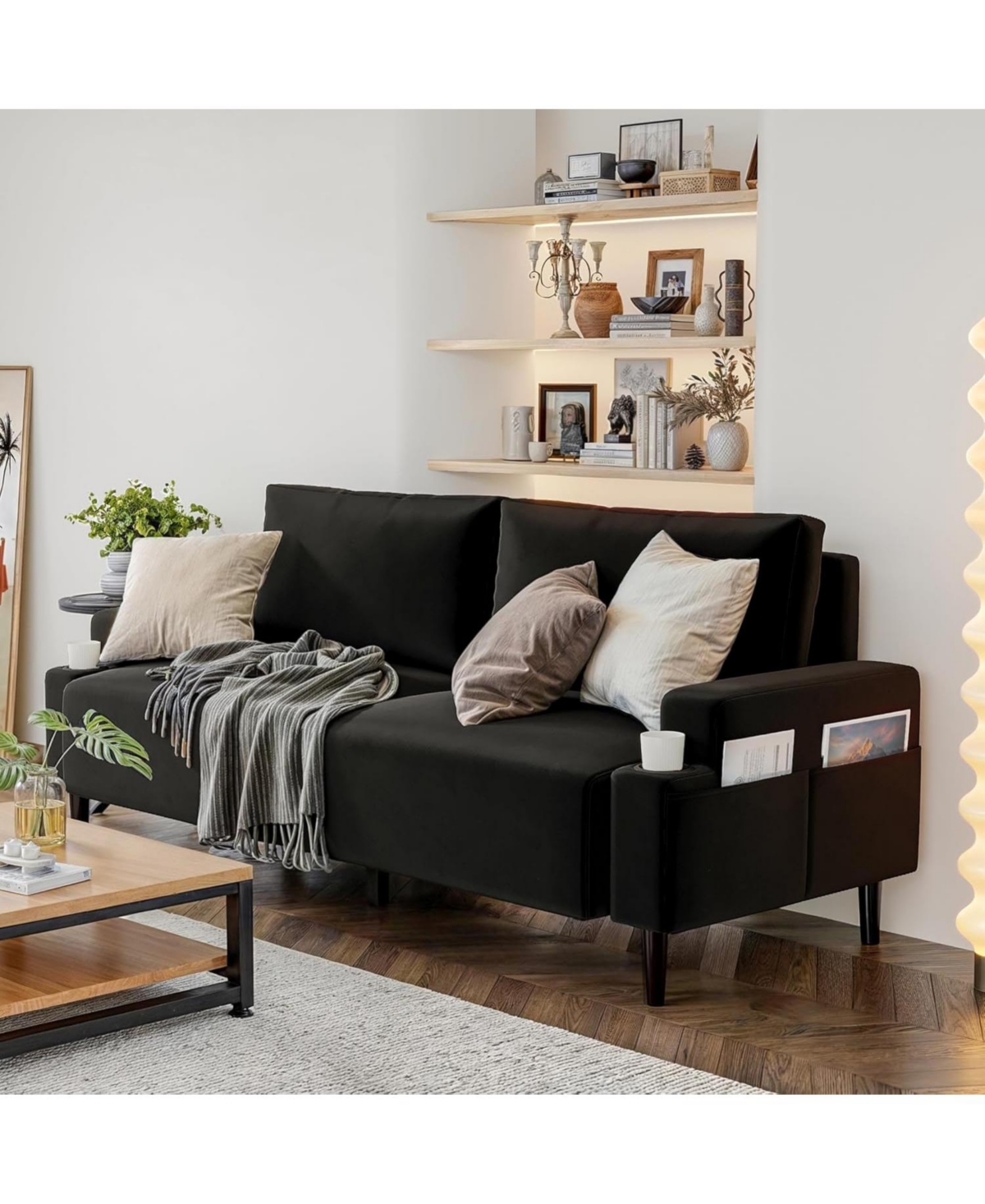 gaomon 80.7" Loveseat Sofa, Fabric Modern Sleeper Sofa Couch for Living Room, Sofa Cama, Solid Wood Frame, Easy to Install