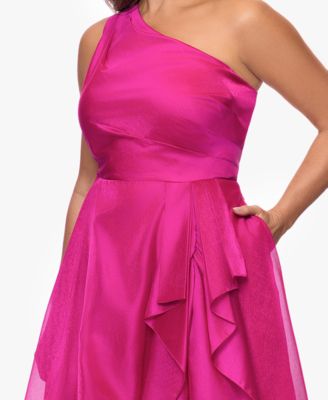 Plus Size One-Shoulder Organza Ball Gown