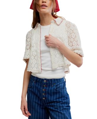 Women's Mannie Lace Button Down Collared Top