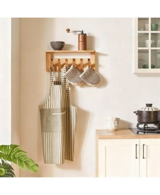 Space-saving Wall Coat Rack with Hooks and Shelf for Hanging Clothes, Hats, Keys