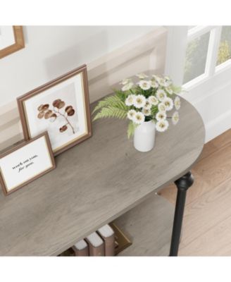 Table, 433" Table with Storage, 2 Tier Sofa Table with Metal Frame and MDF, Behind Couch Table for Living Room, Hallway