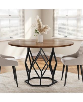 47 Inch Round Dining Table Farmhouse Dining Kitchen Table for 4-6 People Kitchen and Dining Room Tables