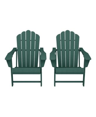 Outdoor Patio HDPE Adirondack Chairs With Cup Holders (Set of 2)