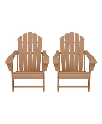 Outdoor Patio HDPE Adirondack Chairs With Cup Holders (Set of 2)