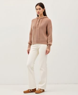 Women's Button-Front Knit Drop-Shoulder Hoodie