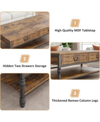 41" Coffee Table with 2 Storage Drawers