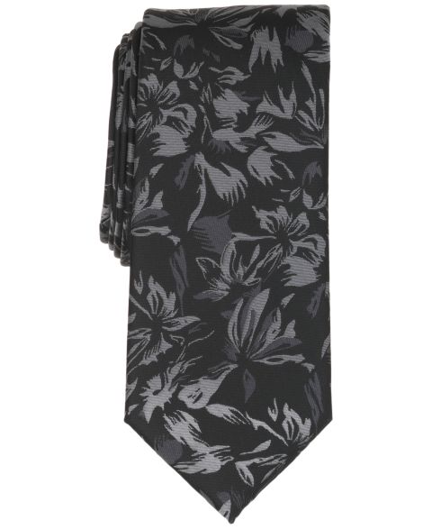 Мужской галстук Perry Ellis Wynne с цветочным принтом, цвет: Чёрный