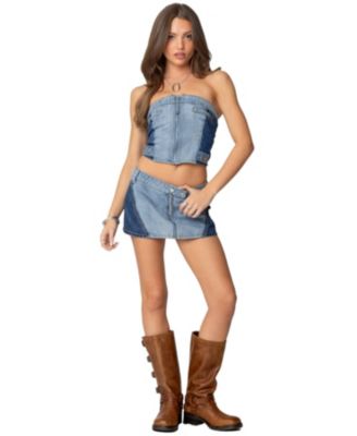 Women's Reni Contrast Denim Zip Up Corset