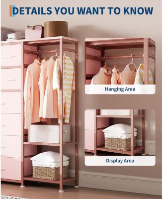 Large Clothes Storage Rack 16-Drawer & 2-Tier Shelves - Space Saving Freestanding Wardrobe for Small Bedroom/Apartment | No Assembly Needed