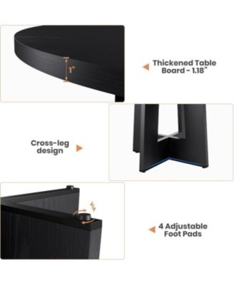 47" Round Dining Table for 4-6 People - Kitchen Dinner Table with Thickened Edge & Sturdy Pedestal Base, Space Saving Dinning Room Furniture