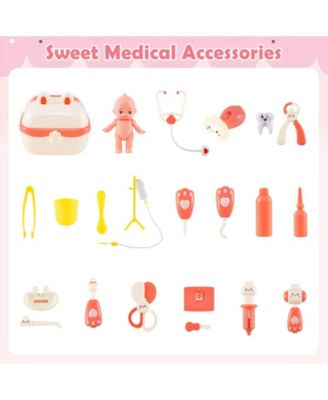 Kids Wooden Doctor Office Medical Center Pretend Play Set with Blackboard