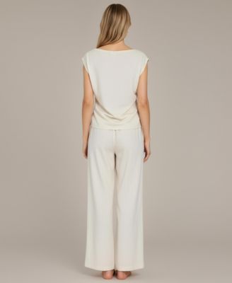 Women's Chloe Draped Short Sleeve Top and Wide-Leg Pants Lounge Set