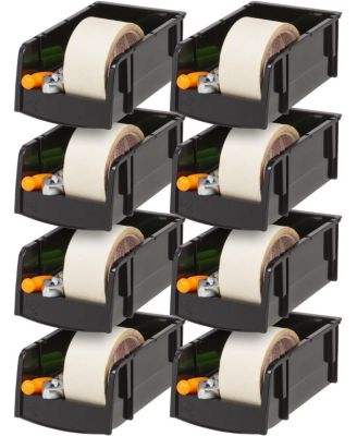 USA Stackable Bins, Plastic Front Shelf Bin Storage Organizer, Craft Supplies, Small Parts, Nuts and Bolts, 8Pk