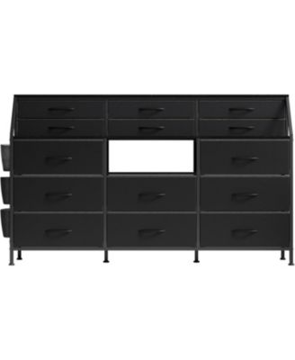 Drawer Fabric Dresser for Bedroom, Large Dresser with 2 Shelves & Wood Top, Dressers & Chests of Drawers