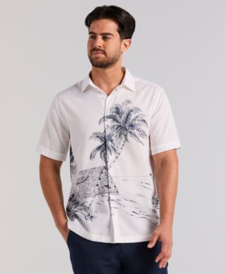 Men's Linen-Blend Island Scenic Print Shirt