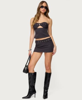 Women's Jazi Grommet Belt Mini Skort