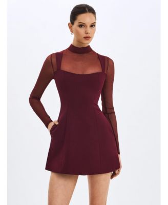 Women's Natasha Burgundy Faux Two-Piece Turtleneck Mini Dress