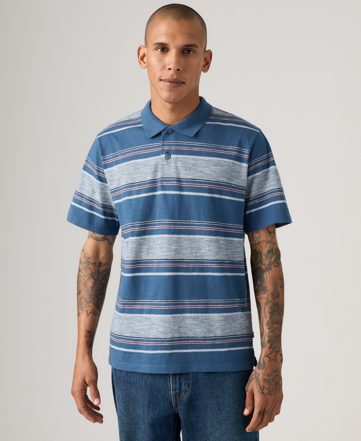 Levi's Men's Merritt Striped Collared Polo Shirt