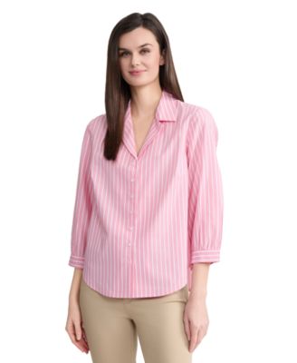 Petite Button-Front Collared Top