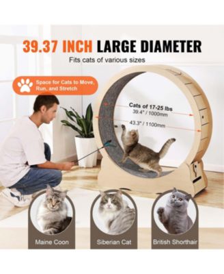 Cat Exercise Wheel: 43.3" Large Indoor Cat Treadmill in Yellow for Active Cats - Silent Running