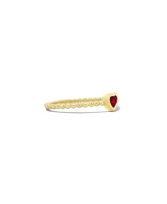 ruby Bezel Heart Ring 14K Gold