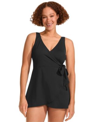 Women's Mastectomy Long Side Tie Mini Swim Dress Swimsuit