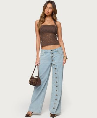 Women's Zolah Lace Straight Neck Halter Top