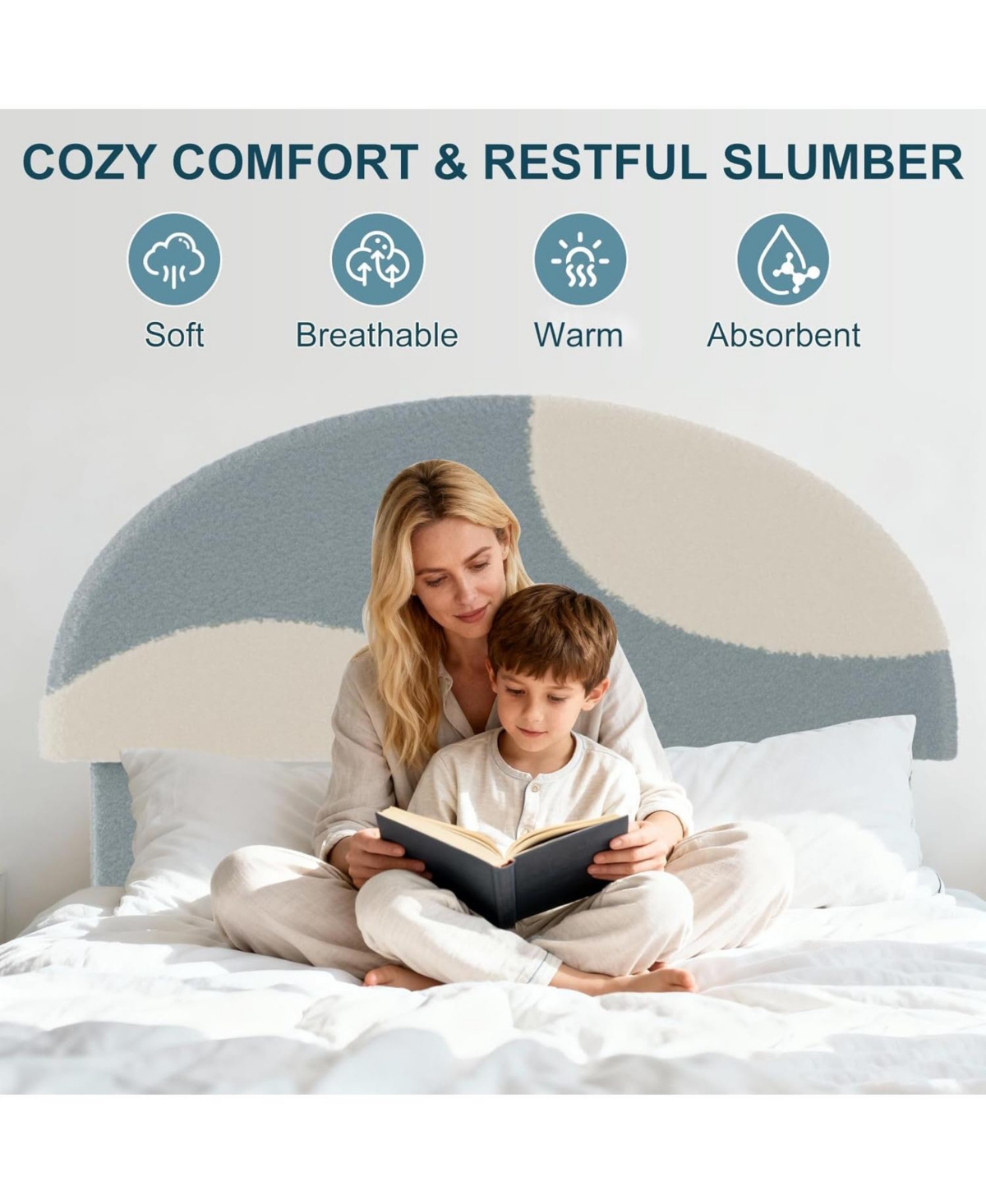 gaomon Bed Frame with Upholstered Round Teddy Boucle Headboard (Arch Design