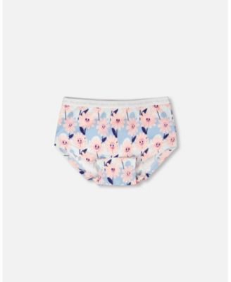 Girl Cotton Boyshort Panty Smiling Flower Print