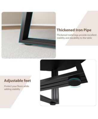 Round Dining Table for 4-6, 47.2" Farmhouse Kitchen Table with Storage, Circle Dinner Tables for Kitchen, Dining Room, Living Room