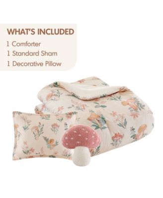 Gwen Mushroom Garden Floral 3-Pc. Comforter Set, Twin/Twin XL