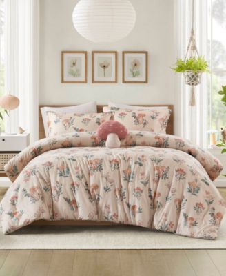 Gwen Mushroom Garden Floral 4-Pc. Comforter Set, Full/Queen