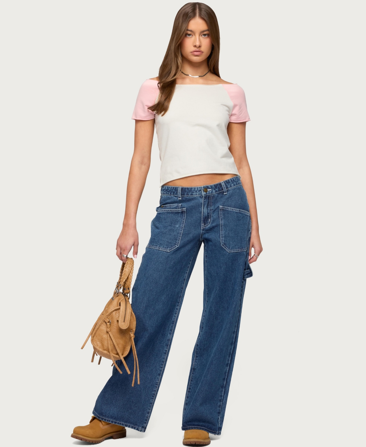 Edikted Womens Liva Contrast Raglan T Shirt