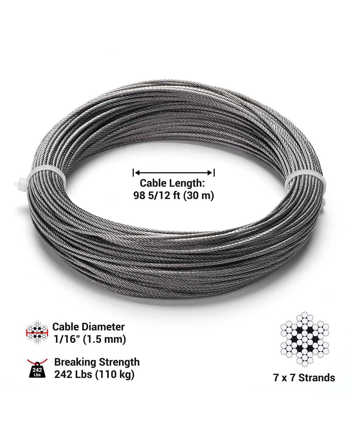 Yescom 100Ft Picture Hanging Wire Stainless Steel Cable Holds Up to 242Lbs
